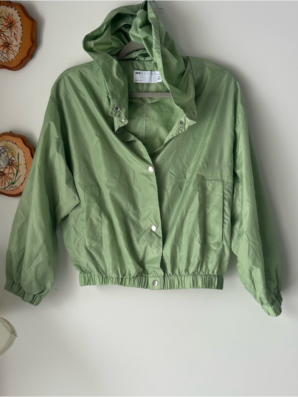 ASOS Light Green Hooded Bomber Jacket
